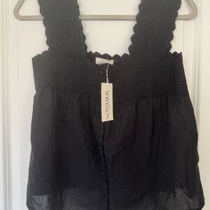 SONMER Black Lace Trim Tank Top